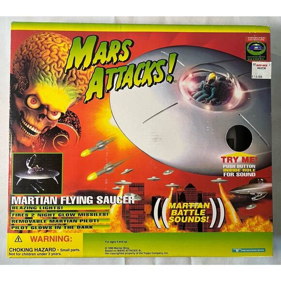 Mars Attacks Martian Flying Saucer Tim Burton COMPLETE Trendmasters UFO WB 1996 - Picture 1 of 6